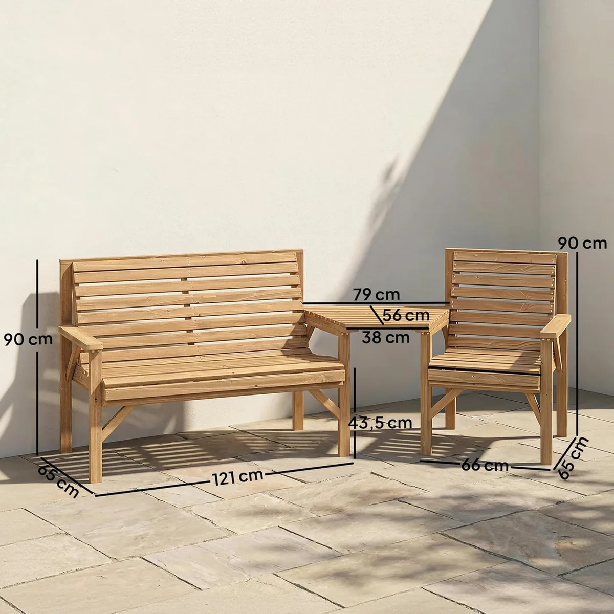Gartenstühle 3er-Set, Balkonmöbel Set mit… — Ansicht 3