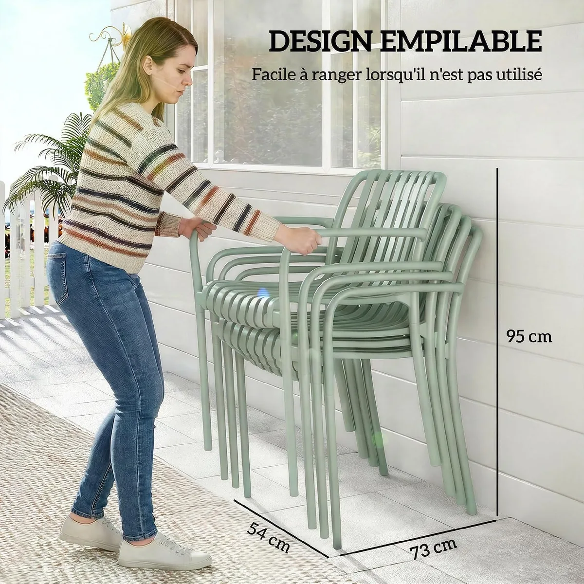 Gartenstühle, stapelbar, aus Polypropylen, UV-Schutz… — Ansicht 3