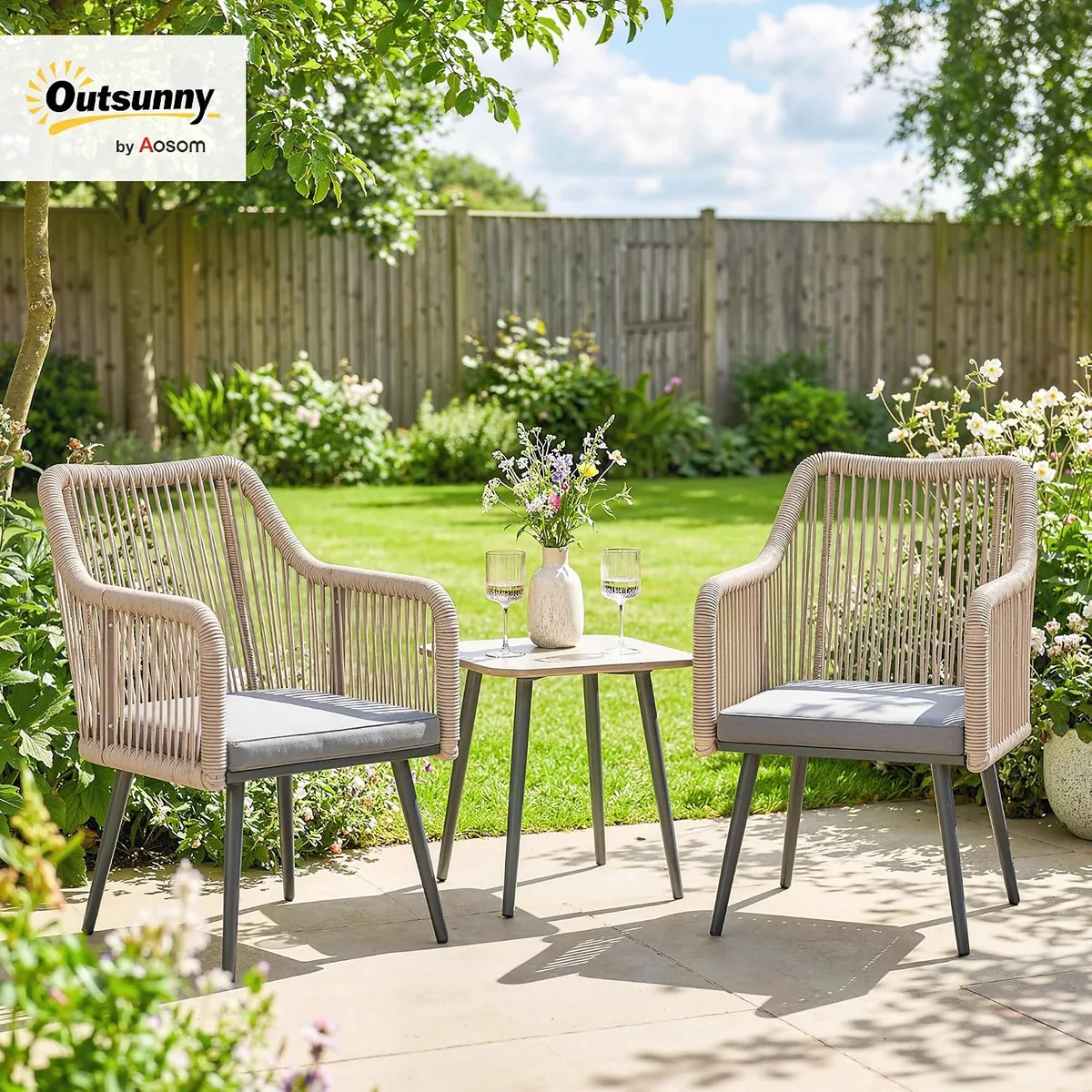 Gartenstuhl 2er Set wetterfest Gartenstühle mit Armlehne… — Ansicht 2