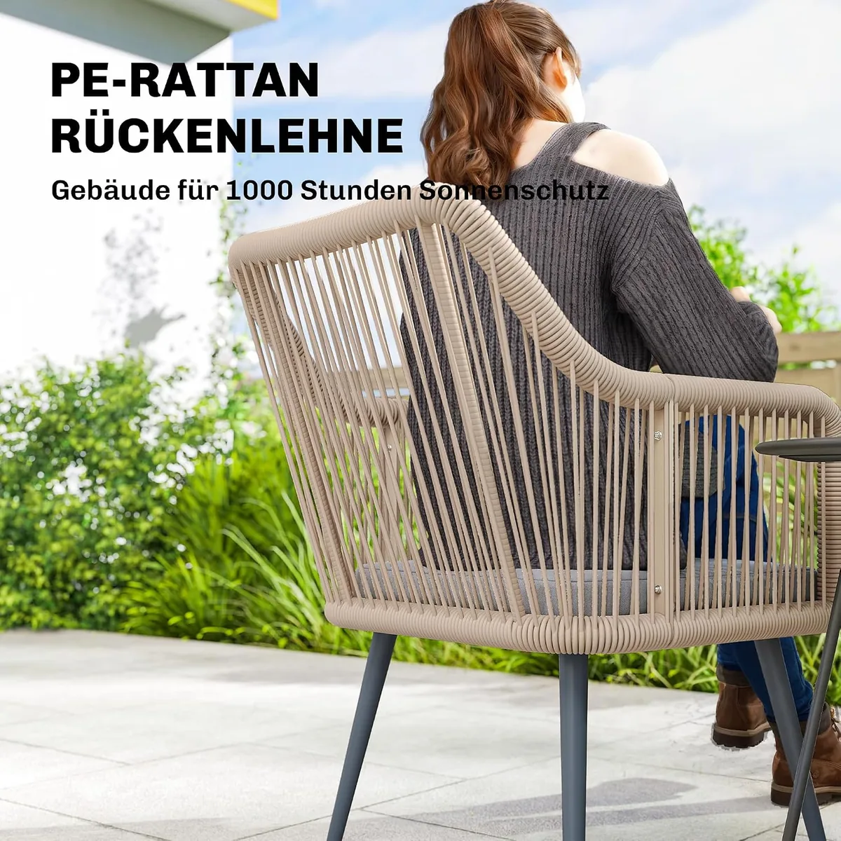 Gartenstuhl 2er Set wetterfest Gartenstühle mit Armlehne… — Ansicht 4