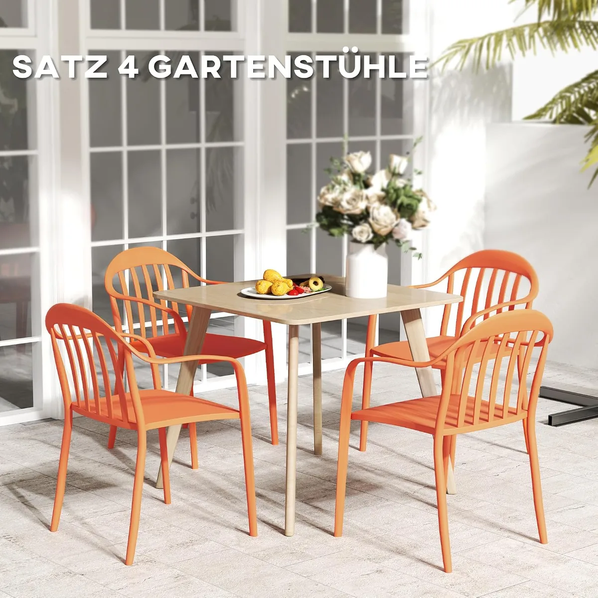 Gartenstuhl 4er Set wetterfest Gartenstühle aus… — Ansicht 4