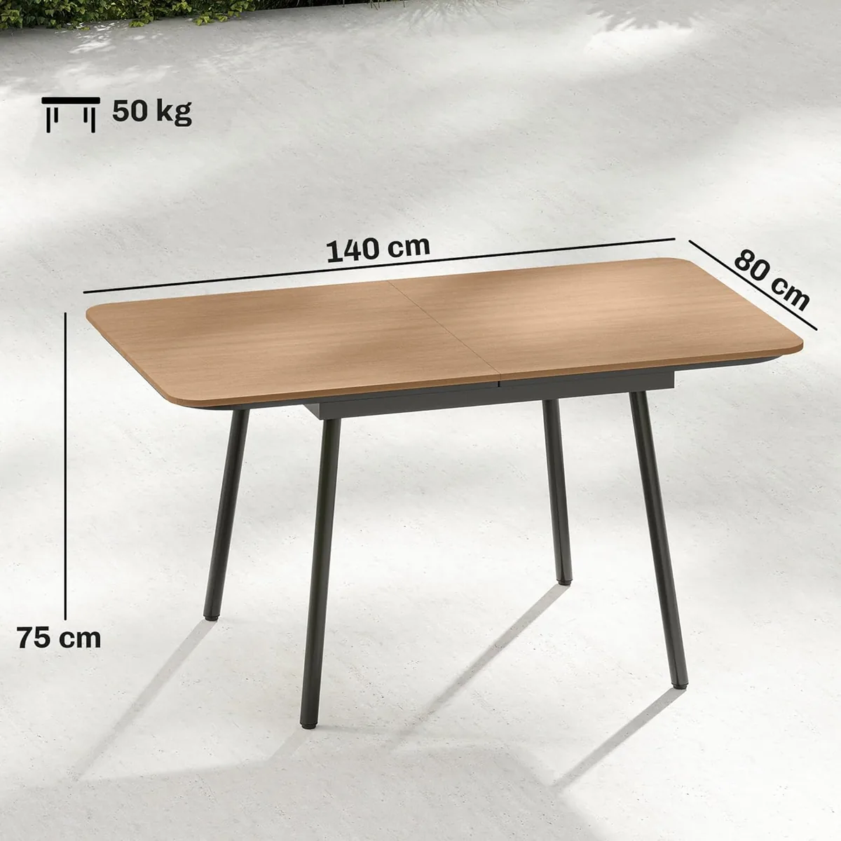 Gartentisch 140 x 80 cm für 6 Personen rostbeständig… — Ansicht 3