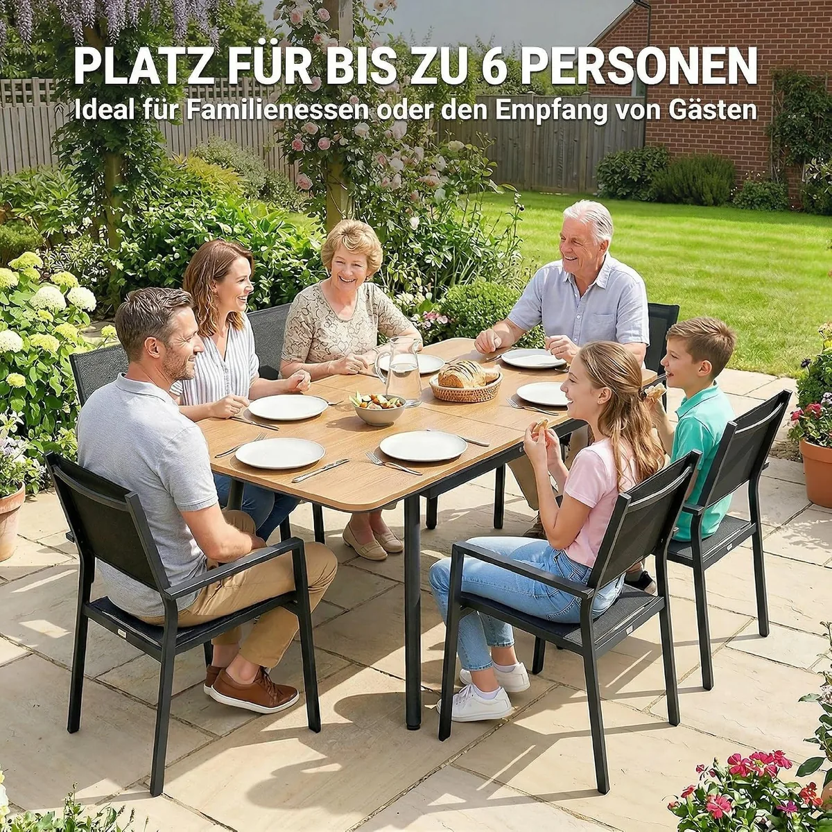 Gartentisch 140 x 80 cm für 6 Personen rostbeständig… — Ansicht 4