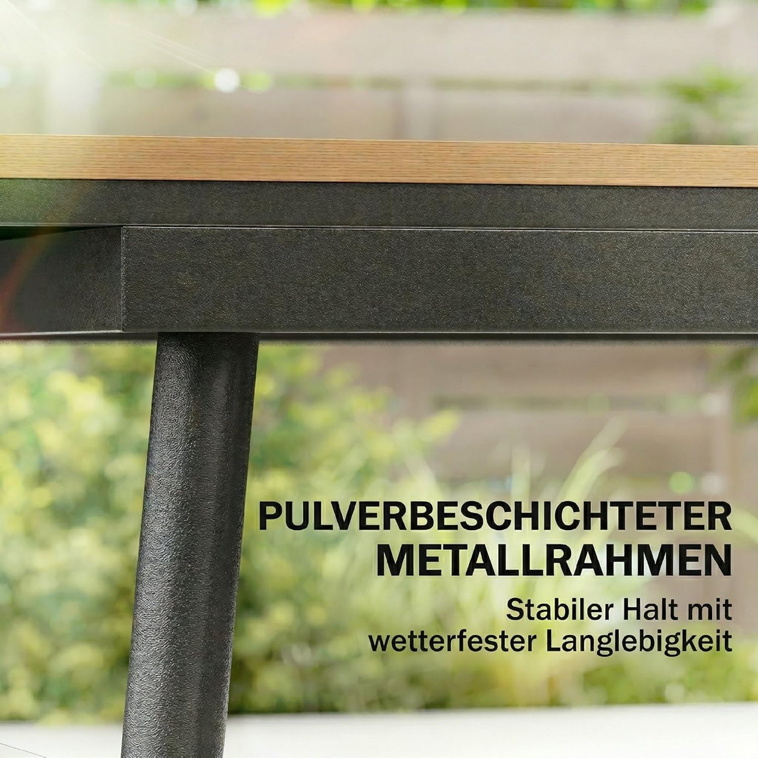 Outsunny Gartentisch 140 x 80 cm für 6 Personen rostbeständig Outdoor Esstisch mit WPC-Tischplatte Holzoptik Verstellbare Füße, Rechteckiger Terrassentisch Balkontisch für Garten Balkon Terrasse Teak — Ansicht 6