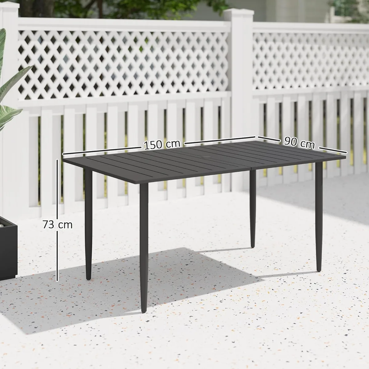Gartentisch 150x90cm, Wetterfest Balkontisch aus Stahl… — Ansicht 3