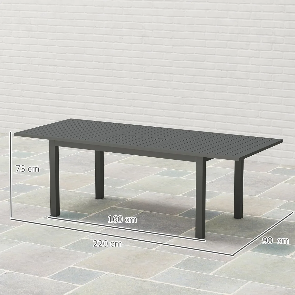 Gartentisch Ausziehbar Aluminium Balkontisch 160/220x90… — Ansicht 3