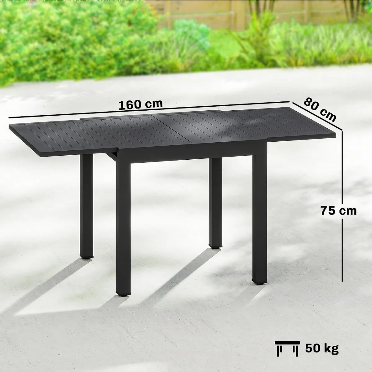 Gartentisch Ausziehbarer 80/160 x 80 cm Aluminium… — Ansicht 3