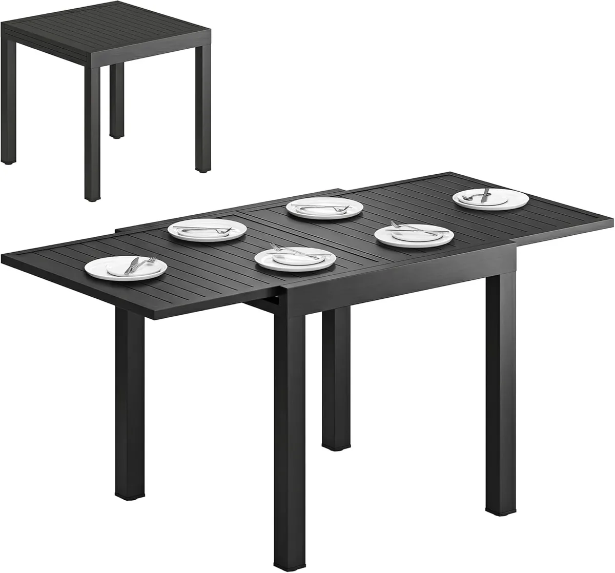 Gartentisch Ausziehbarer 80/160 x 80 cm Aluminium…