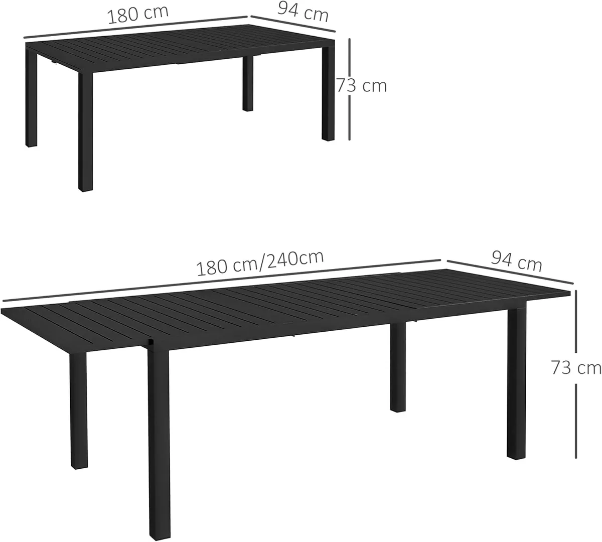 Gartentisch ausziehbarer Tisch Patio-Esstische Aluminium… — Ansicht 3