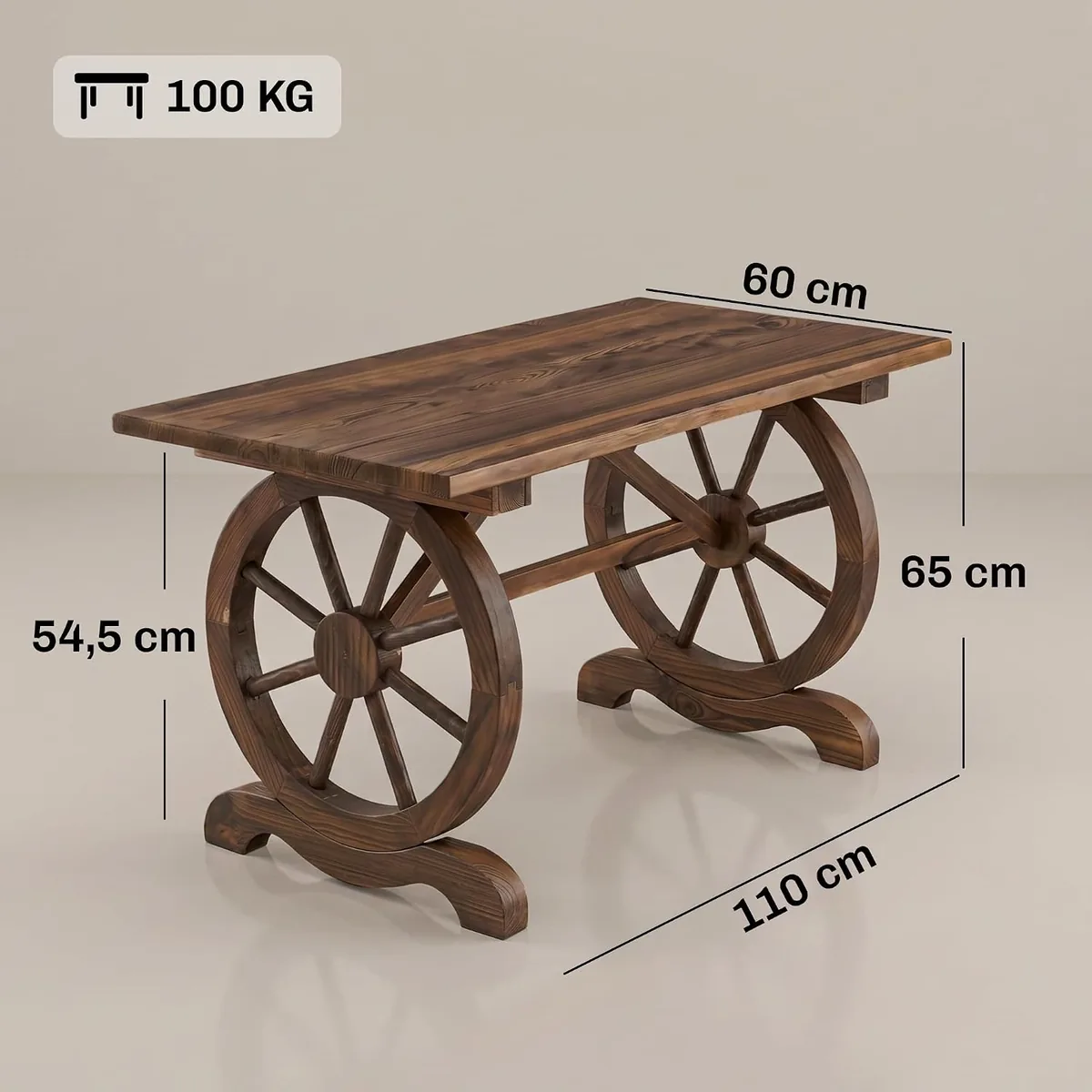 Gartentisch, Balkontisch, Holztisch, Räderform… — Ansicht 3