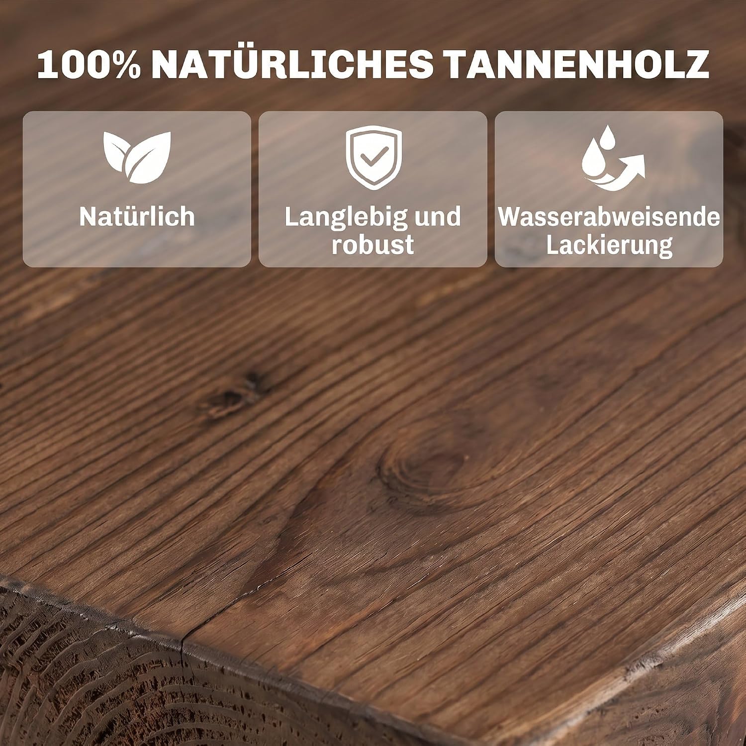 Outsunny Gartentisch, Balkontisch, Holztisch, Räderform, Witterungsbeständig, Massivholz, Natur, 110 x B60 x H65 cm — Ansicht 4