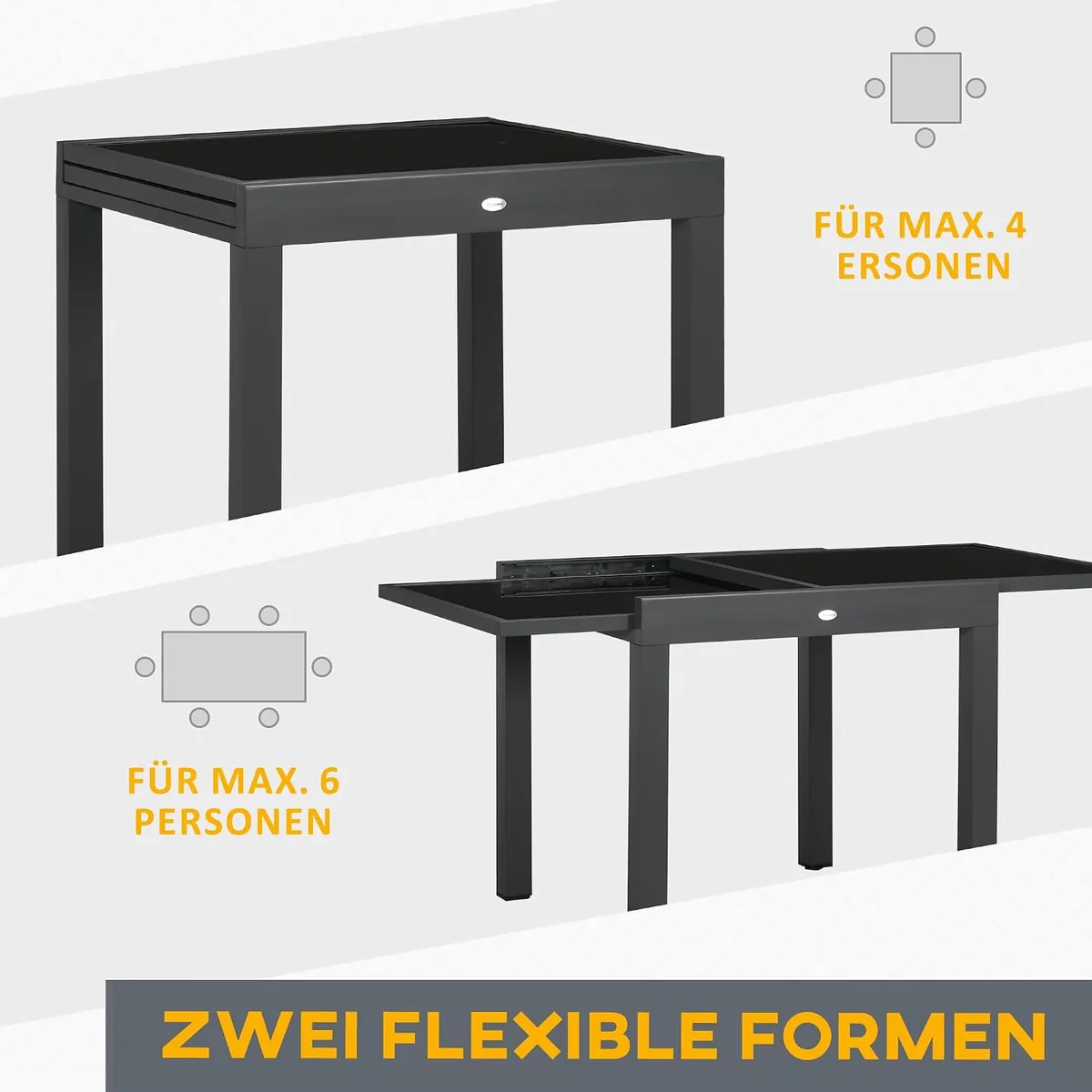 Gartentisch, Balkontisch mit Klappbarer Tischplatte… — Ansicht 4