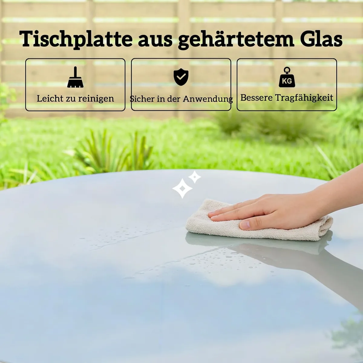 Gartentisch Stahl 80 x 80 x 74 cm Buffettisch mit… — Ansicht 4