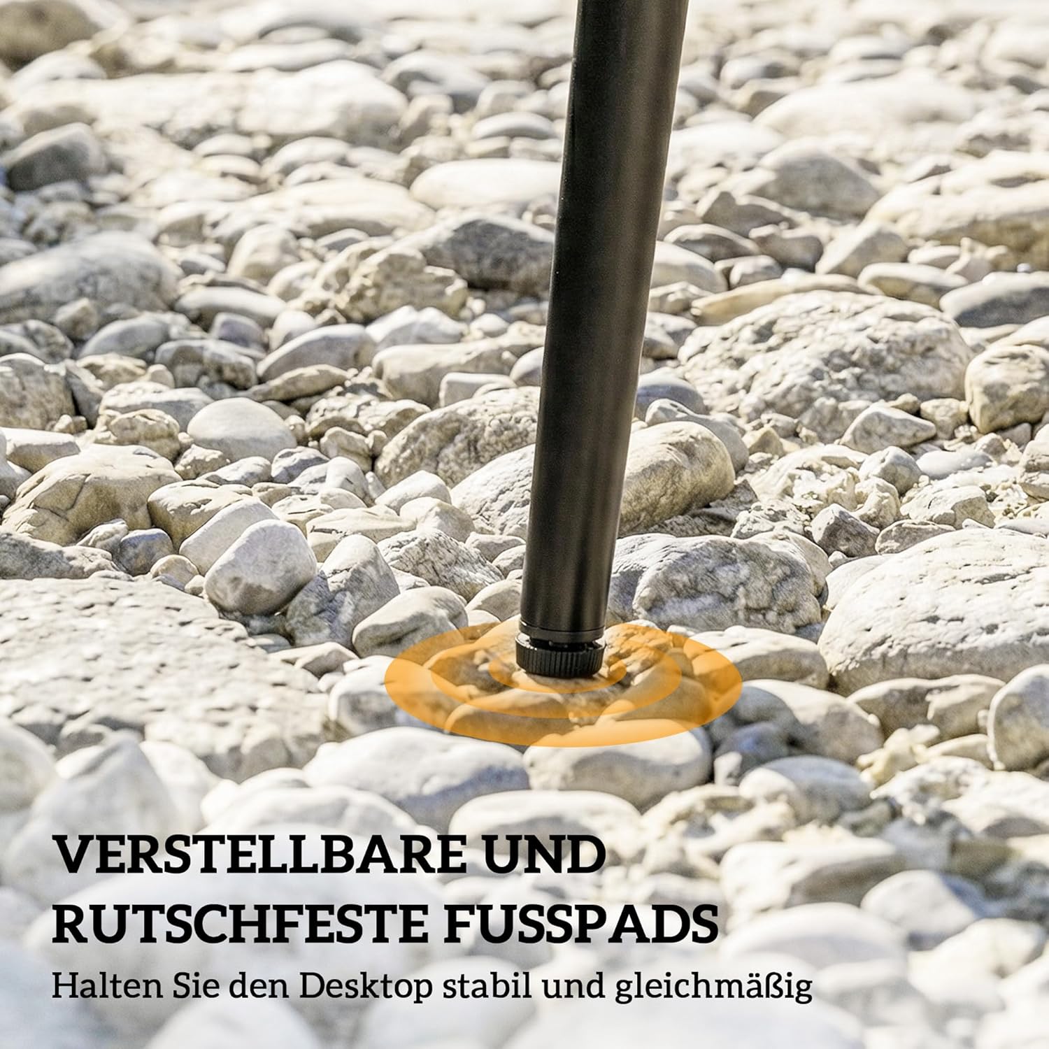 Outsunny Gartentisch Stahl 80 x 80 x 74 cm Buffettisch mit Stahlrahmen, PE-Rattan-Rand, verstellbaren Füßen, 4 Personen Campingtisch Balkontisch Outdoor Esstisch für Garten, Terrasse, Balkon, Grau — Ansicht 6