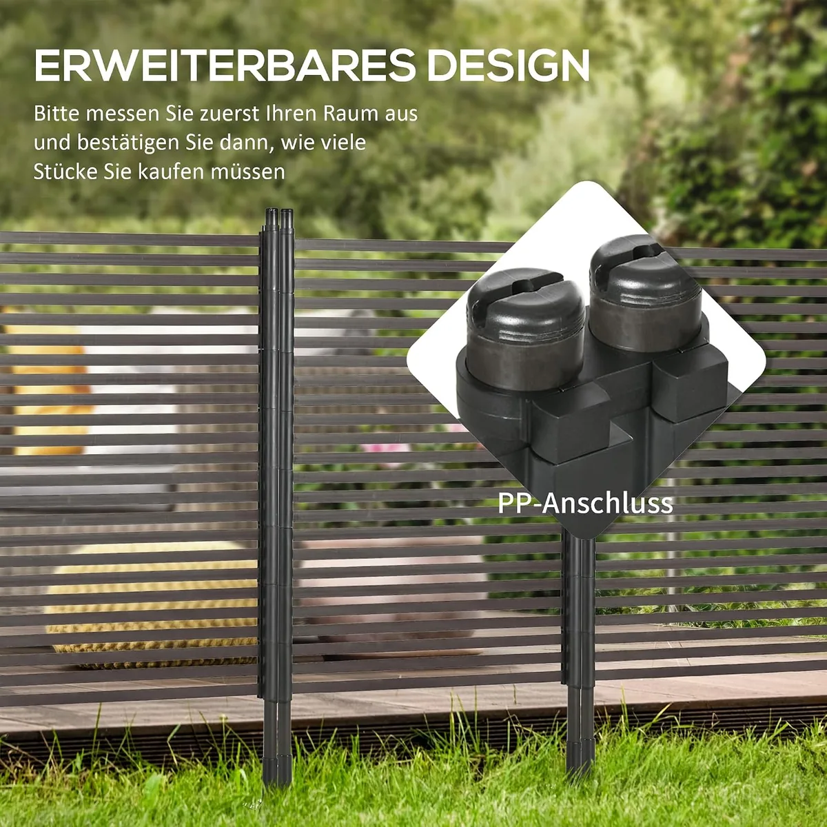Gartenzaun Zaun aus Metall 93 x 150 cm hoch Dekorativer… — Ansicht 3