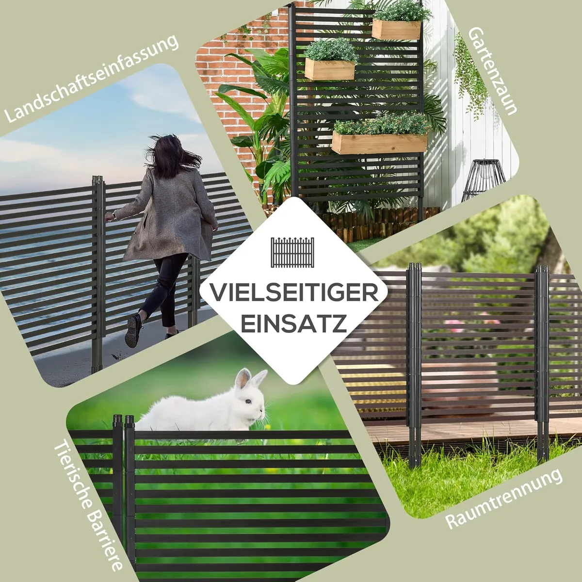 Gartenzaun Zaun aus Metall 93 x 150 cm hoch Dekorativer… — Ansicht 4