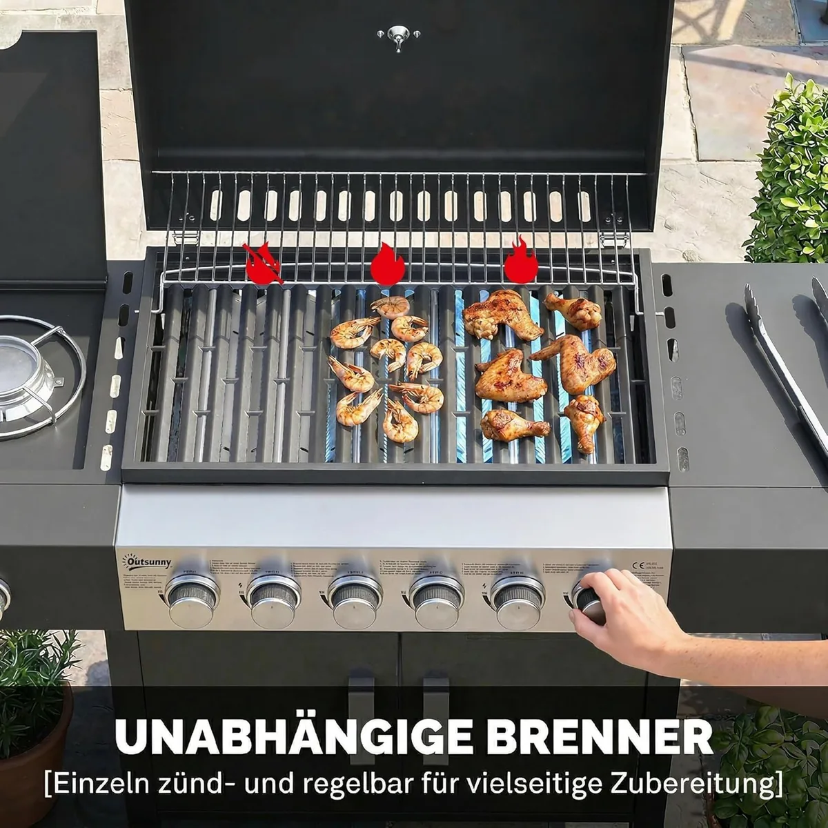 Gasgrill 17,8 KW 6+1 Brenner BBQ Grillwagen aus Edelstahl… — Ansicht 4