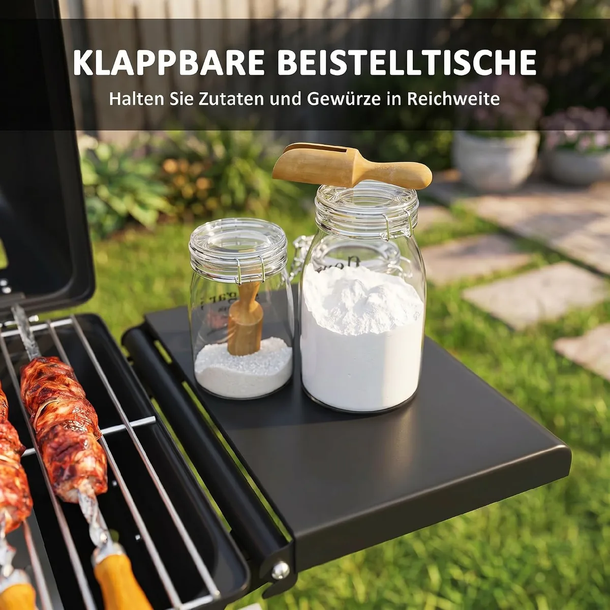 Gasgrill 5,6 KW mit 2 Edelstahl-Brennern, klappbarer… — Ansicht 4