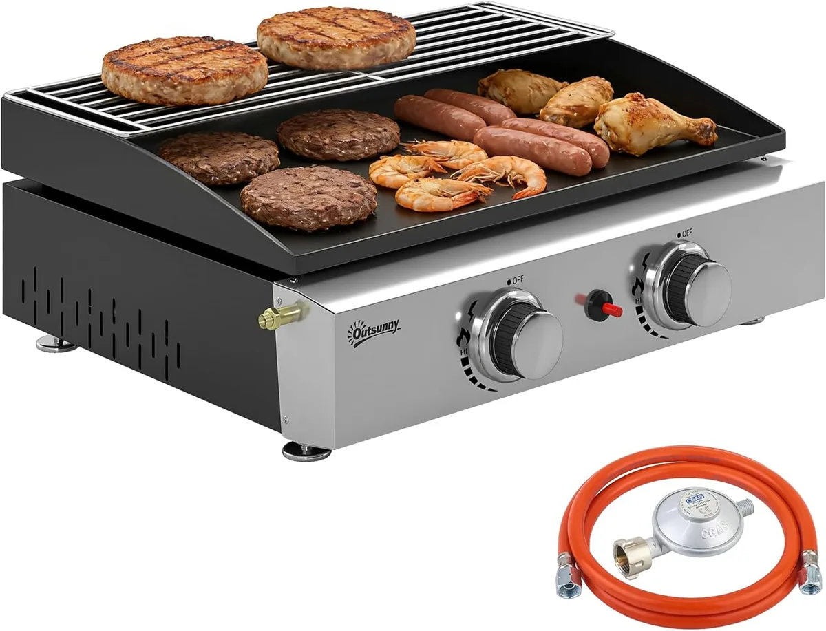 Gasgrill 5 KW Tragbarer Tischgrill mit 2 Brenner…