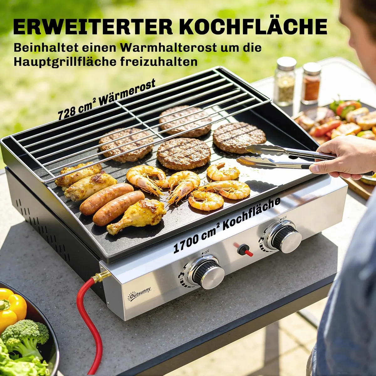 Gasgrill 5 KW Tragbarer Tischgrill mit 2 Brenner… — Ansicht 4