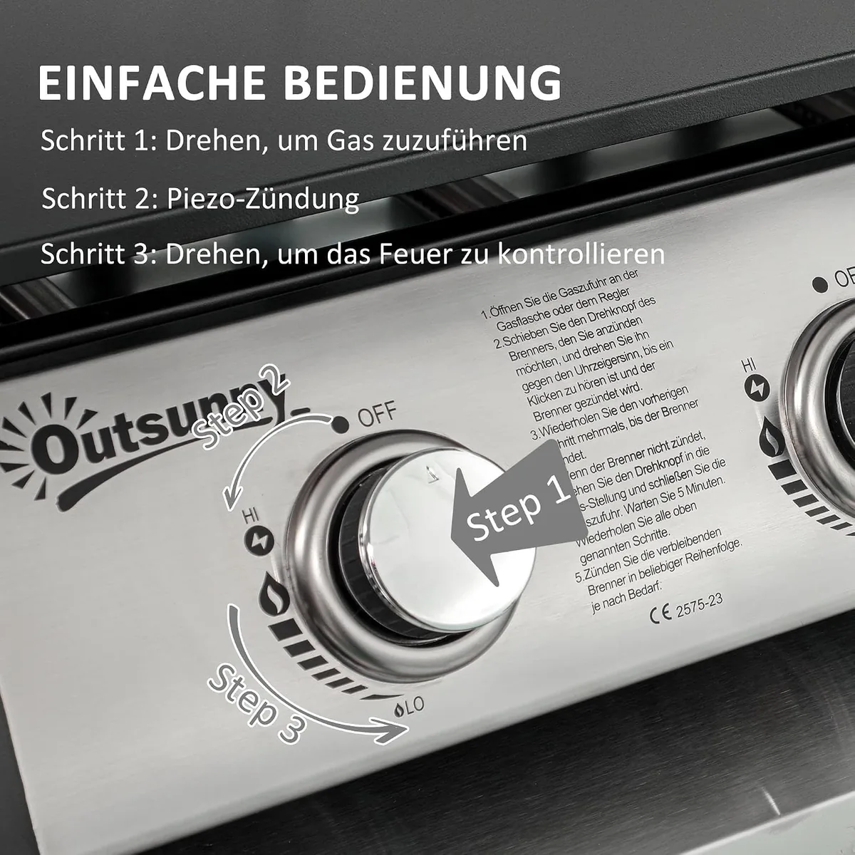 Gasgrill mit 3 Brenner 7,5 kW Grillfläche 61 × 35,5 cm… — Ansicht 4
