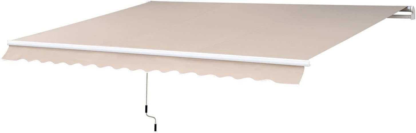 Outsunny Gelenkarmmarkise 4,5 x 3m, verstellbar, mit Kurbel, Beige | Terrassenmarkise Balkonmarkise Sonnenschutz — Ansicht 4