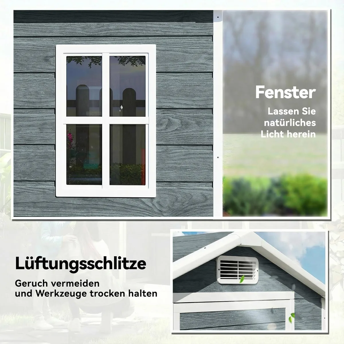 Gerätehaus 1,1 m2 Geräteschuppen mit Holzoptik Fenster… — Ansicht 4