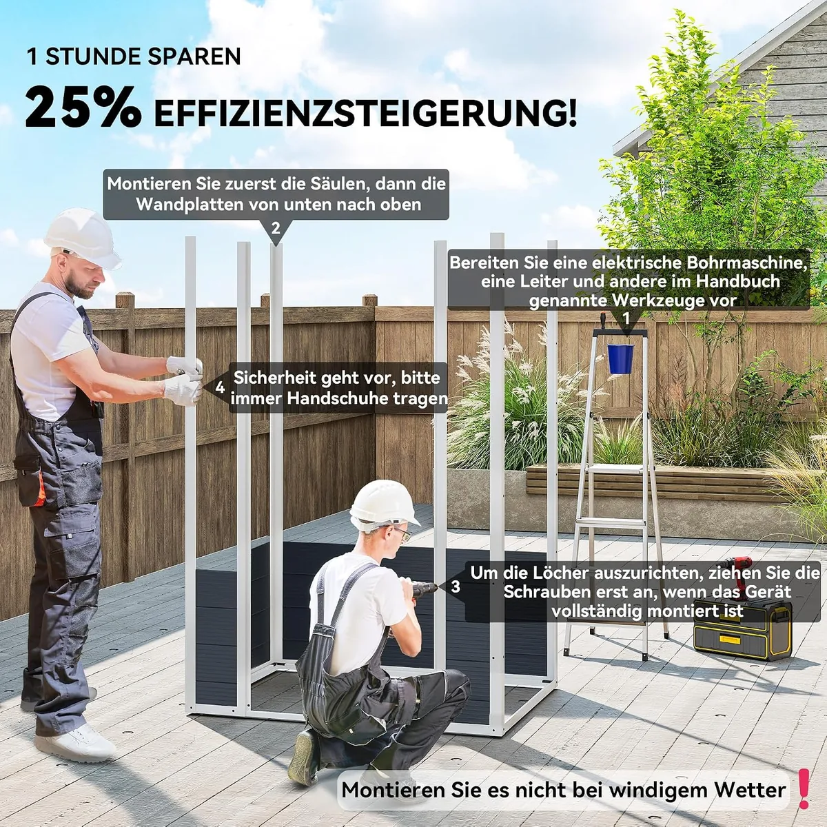 Gerätehaus 1,1m2, Geräteschuppen mit Satteldach, 134 x… — Ansicht 3