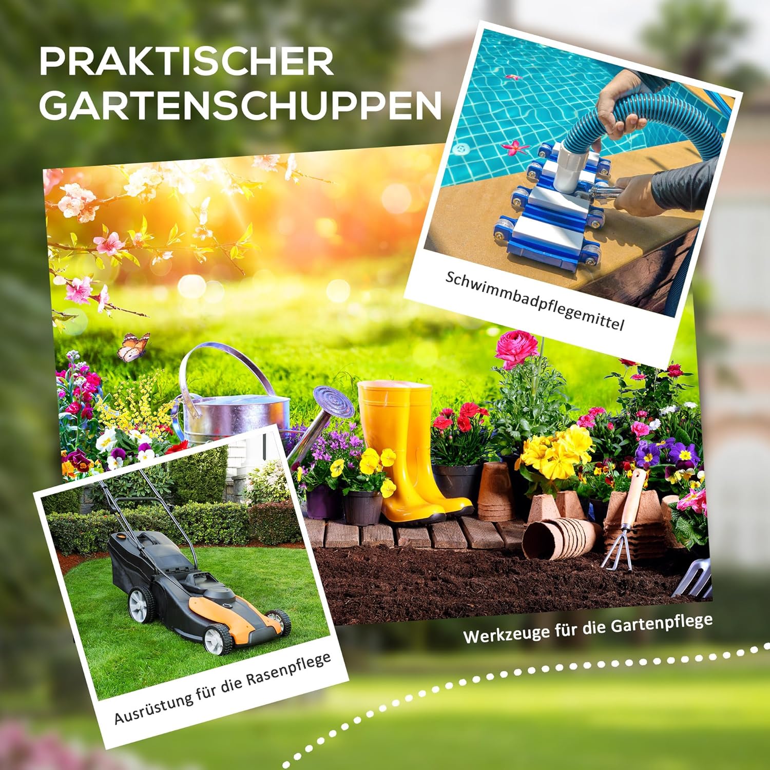 Outsunny Gerätehaus 1,54m3, Gartenhaus mit Pultdach, Boden 122 x 149 x 192/177 cm, wetterfest Geräteschuppen mit Abschließbar Tür, Fenster, Gartenschrank aus Kunststoff, für Hinterhof, Garten, Grau — Ansicht 6