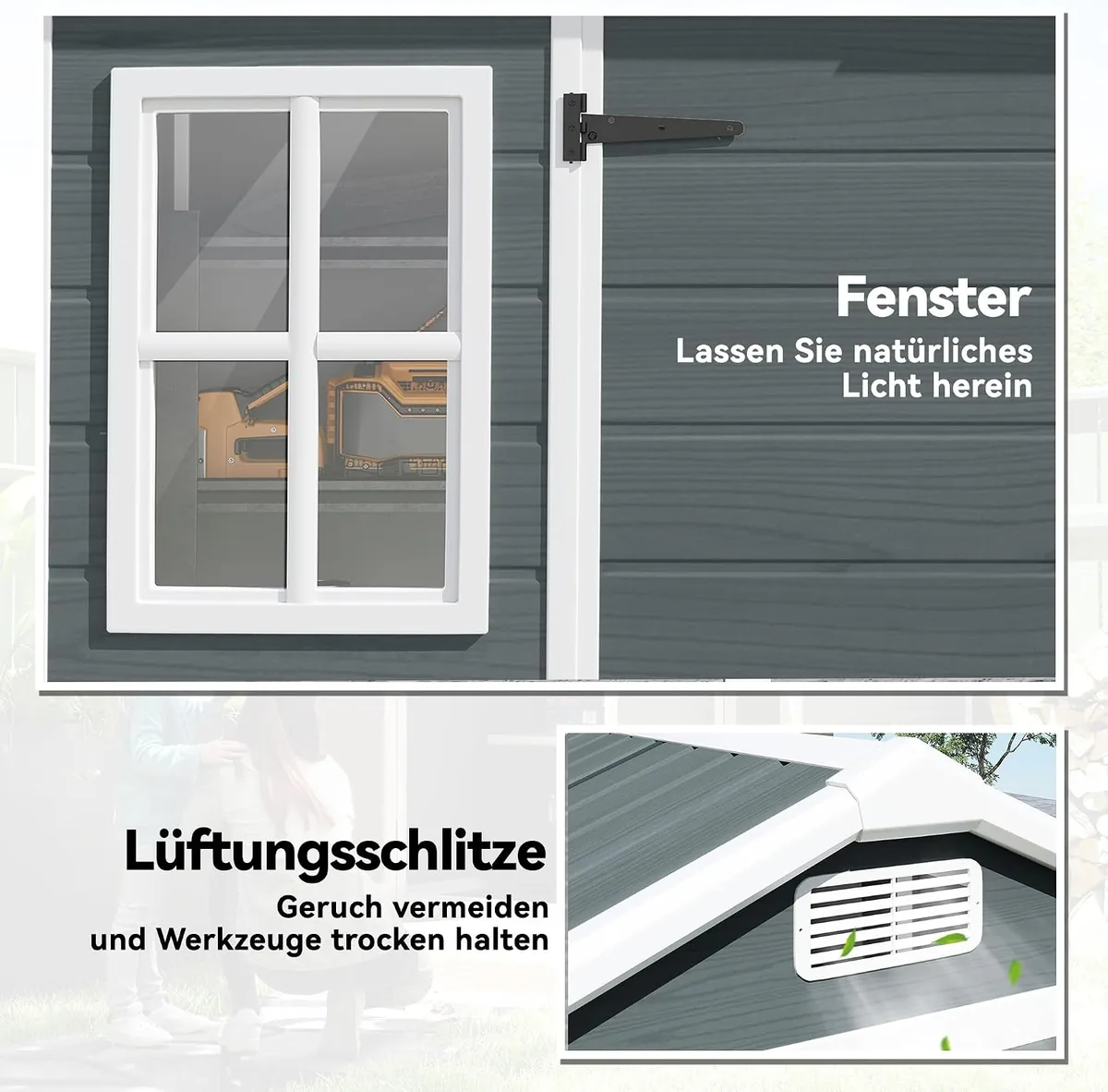 Gerätehaus 2,77 m2 Geräteschuppen mit Holzoptik 2 Fenster… — Ansicht 4