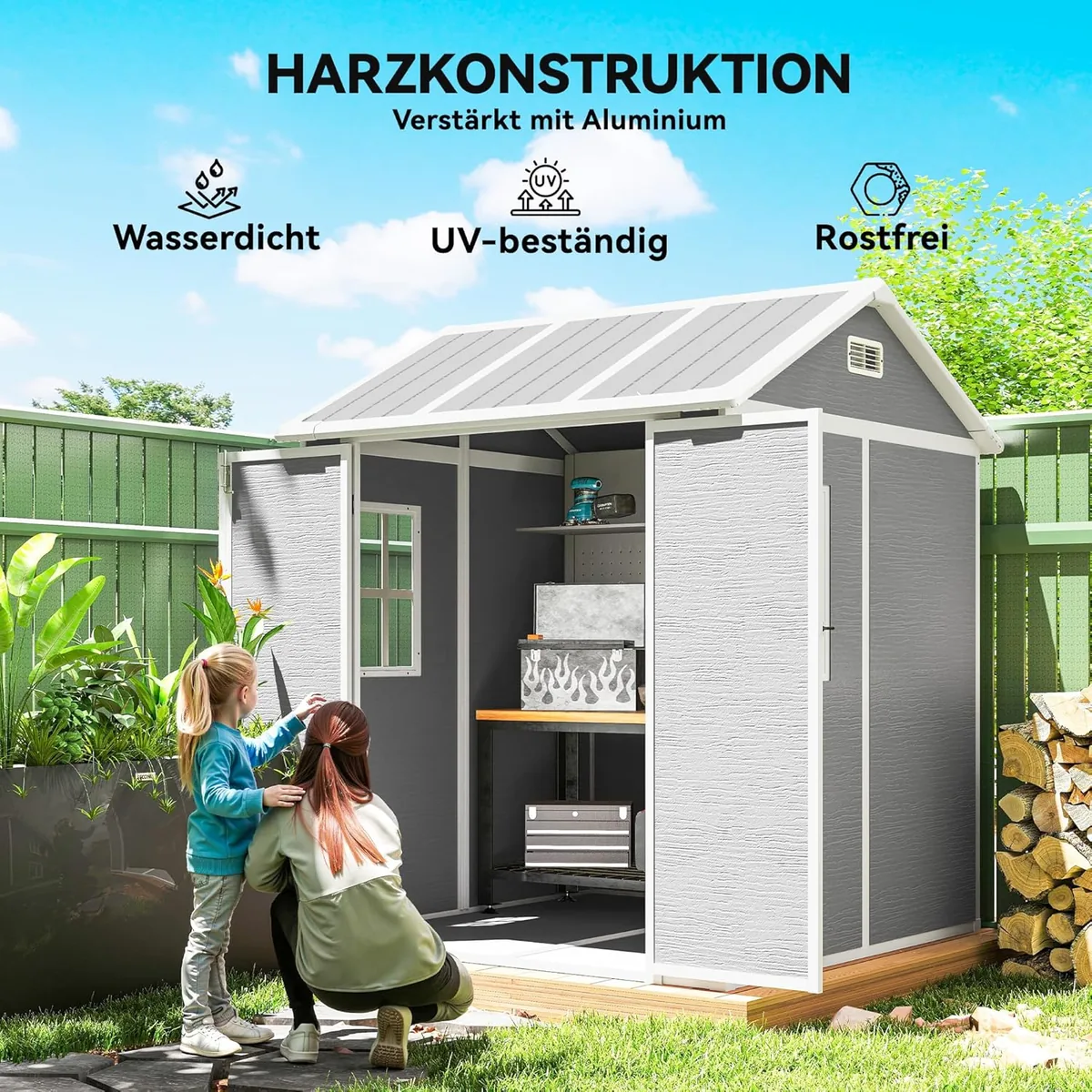 Gerätehaus 2,91m2 181 x 181 x 220 cm Geräteschuppen mit… — Ansicht 4