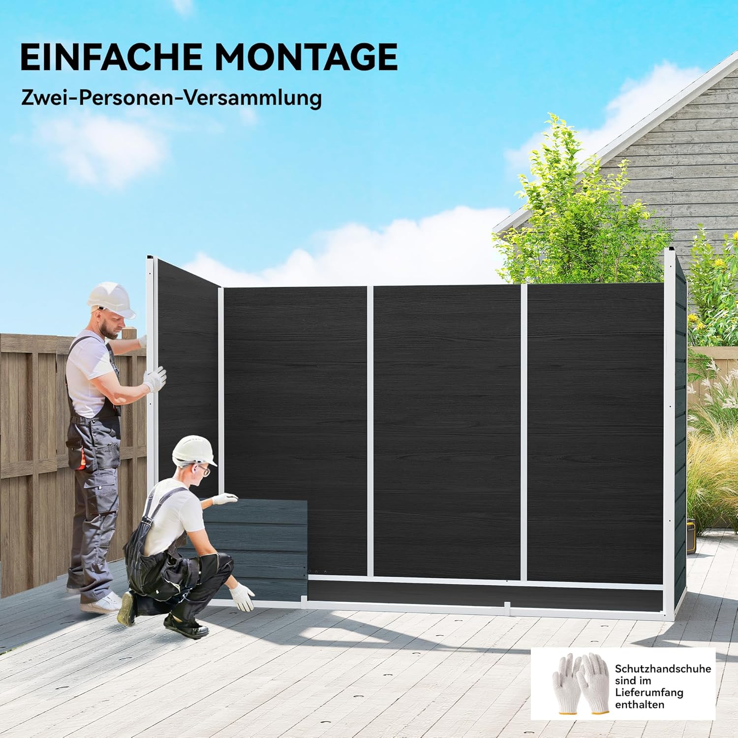 Outsunny Gerätehaus 3,2m2, Geräteschuppen mit Pultdach, 303x123x197cm, Kunststoff Gartenschuppen mit Fenster Doppeltür Schloss Belüftungsöffnung Boden Holzoptik, Gartenhaus für Werkzeuge Grau — Ansicht 6
