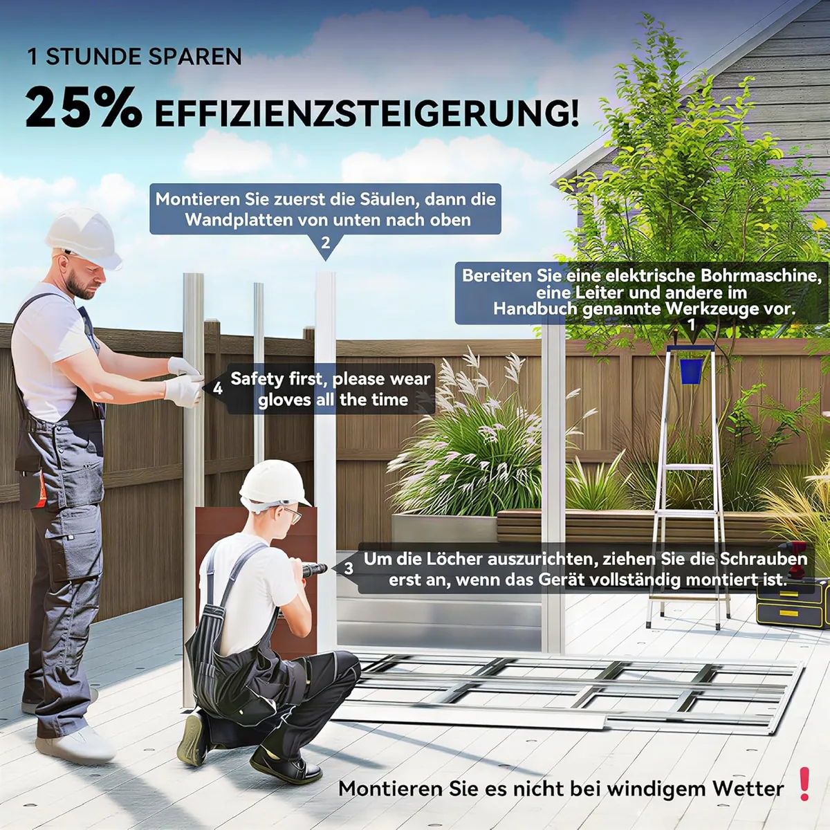 Gerätehaus 4,4 m2, Gartenhaus mit Pultdach, Schiebetür… — Ansicht 3