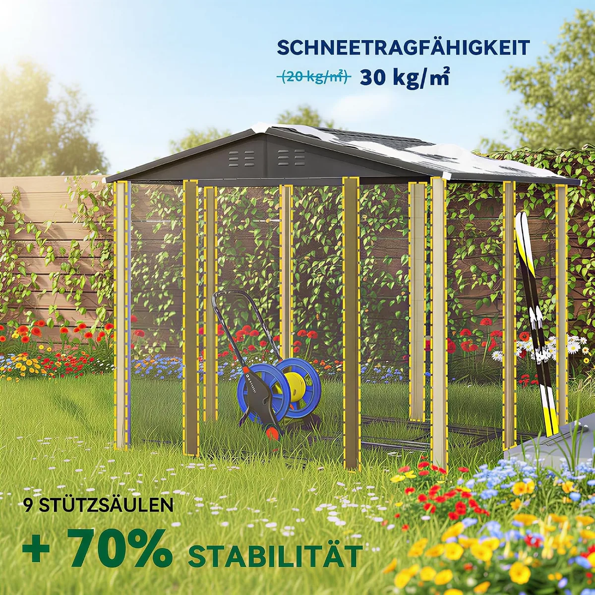Gerätehaus 4,4 m2, Gartenhaus mit Pultdach, Schiebetür… — Ansicht 4