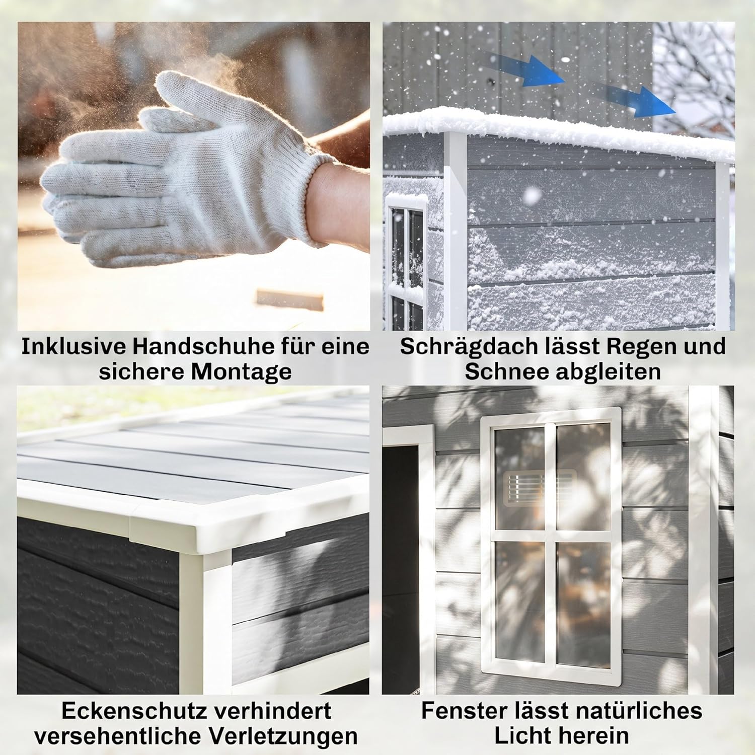 Outsunny Gerätehaus Kunststoff 1,14m2 151 x 92 x 193cm Geräteschuppen mit Pultdach Boden Fenster Abschließbarer Tür wetterfest Gartenhaus Outdoor Garten Schuppen für Hinterhof Grau — Ansicht 6