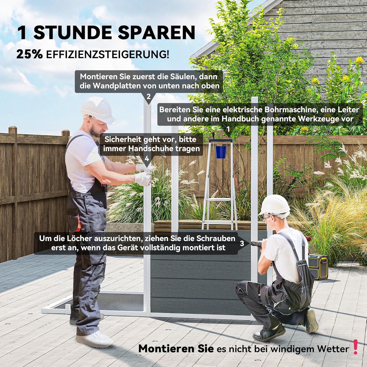Outsunny Gerätehaus Kunststoff 2,1m2 186 x 130 x 199cm Geräteschuppen mit Satteldach Boden Fenster Abschließbarer Tür wetterfest Gartenhaus Outdoor Garten Schuppen für Hinterhof Grau — Ansicht 3