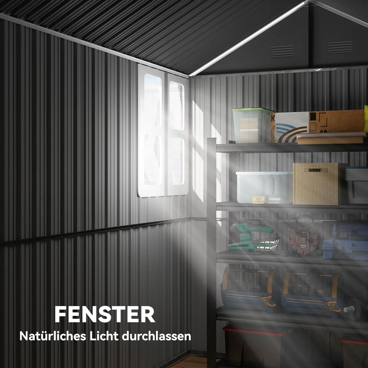 Geräteschuppen 4m2, Stahl Gartenhaus mit Fenster 259 x… — Ansicht 4