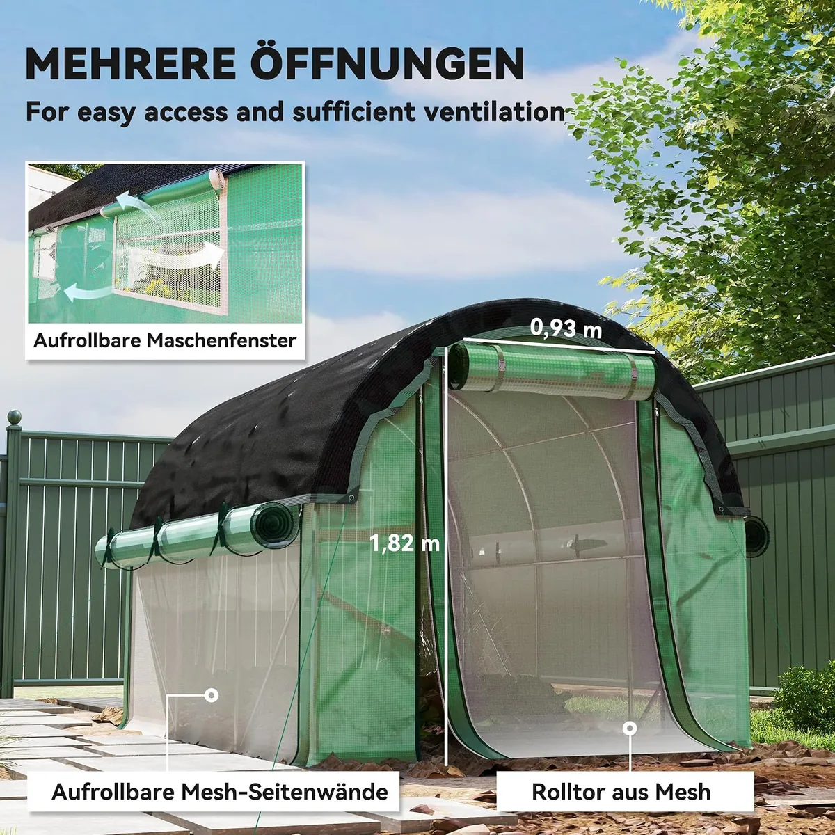 Gewächshaus 3 x 2 x 2 m Foliengewächshaus mit 6 Fenster… — Ansicht 4