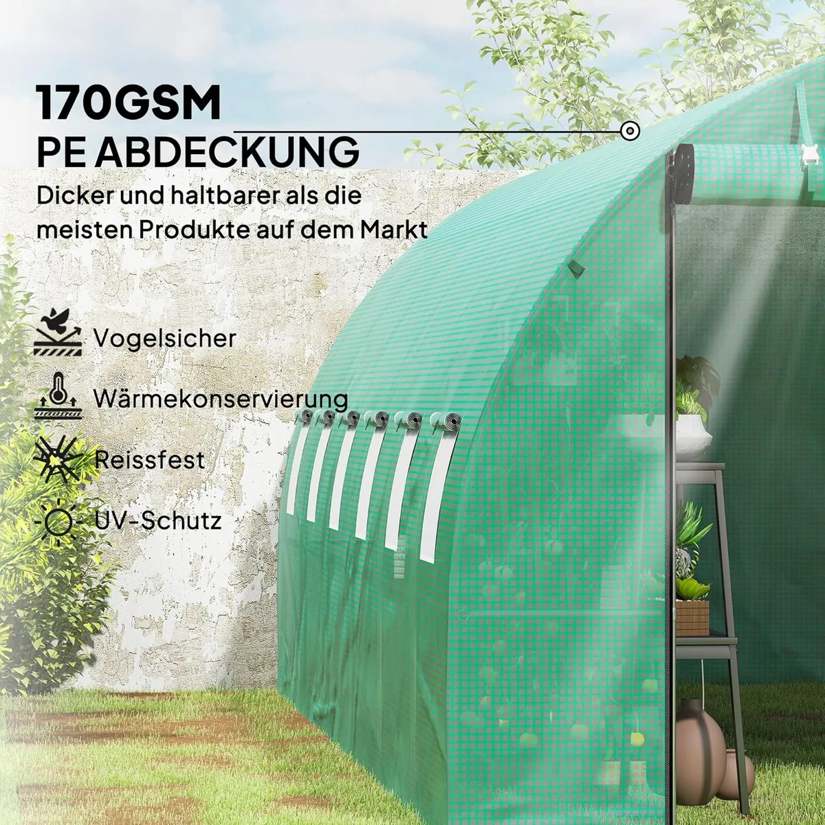 Gewächshaus 300x600x200cm Foliengewächshaus Tomatenhaus… — Ansicht 3