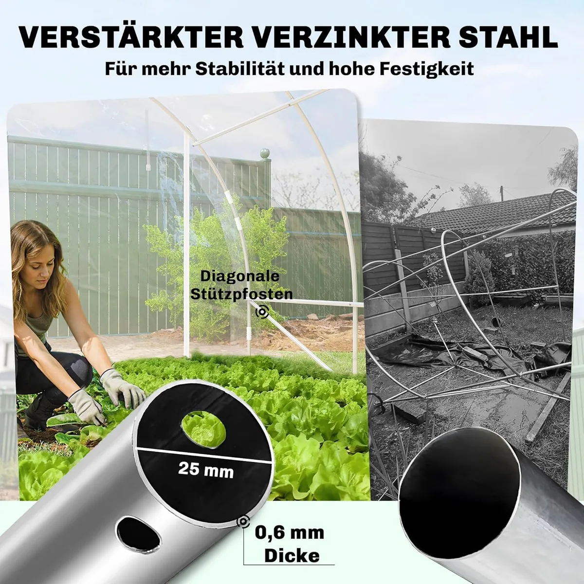 Gewächshaus ca. 4 x 3 x 2 m Foliengewächshaus mit Breiter… — Ansicht 3