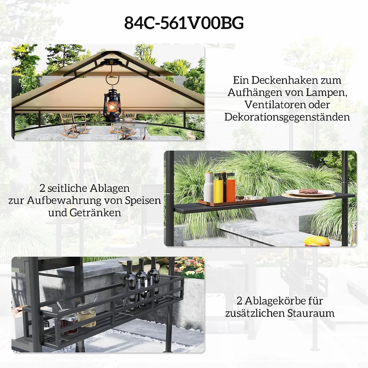 Grillpavillon 240 x 150 x 257 cm wasserdicht flammhemmend… — Ansicht 4
