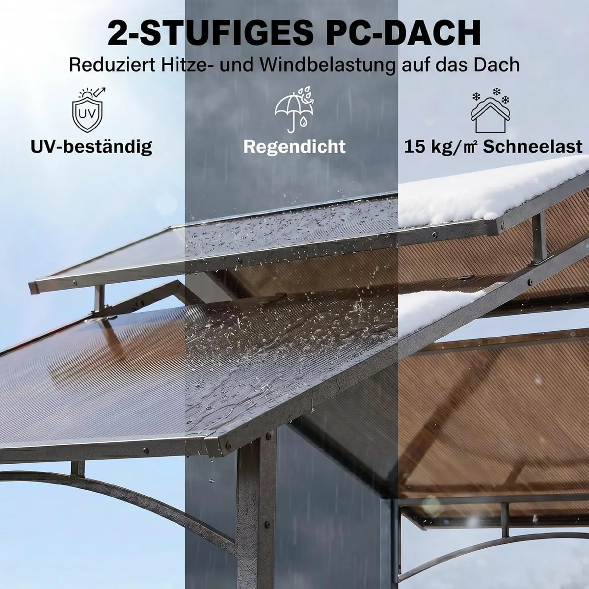 Grillpavillon mit Flammschutzdach BBQ-Pavillon mit 2… — Ansicht 3