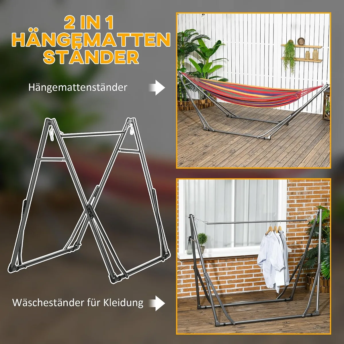 Hängemattengestell für Hängematte, Faltbarer 2-in-1… — Ansicht 3