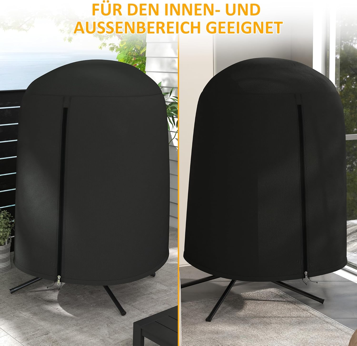 Outsunny Hängesessel Abdeckung Wasserdicht Winddicht Schutzhülle mit Reißverschluss 420D Oxford Outdoor Gewebe für Hängekorb Schwingsessel Ø128 x 190 cm Schwarz — Ansicht 5