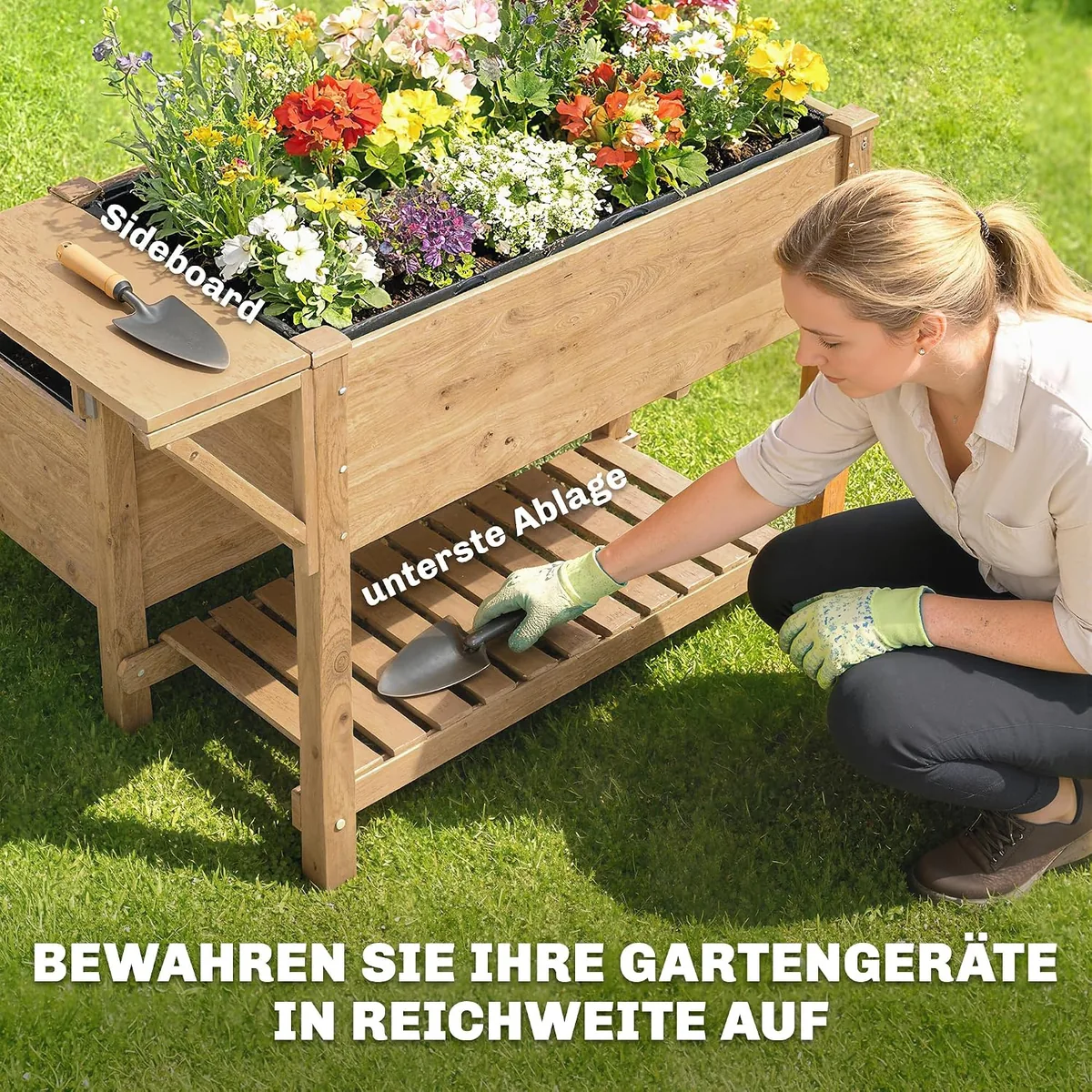 Hochbeet 2-stufig erhöhter Pflanzkasten mit Vliesstoff… — Ansicht 4