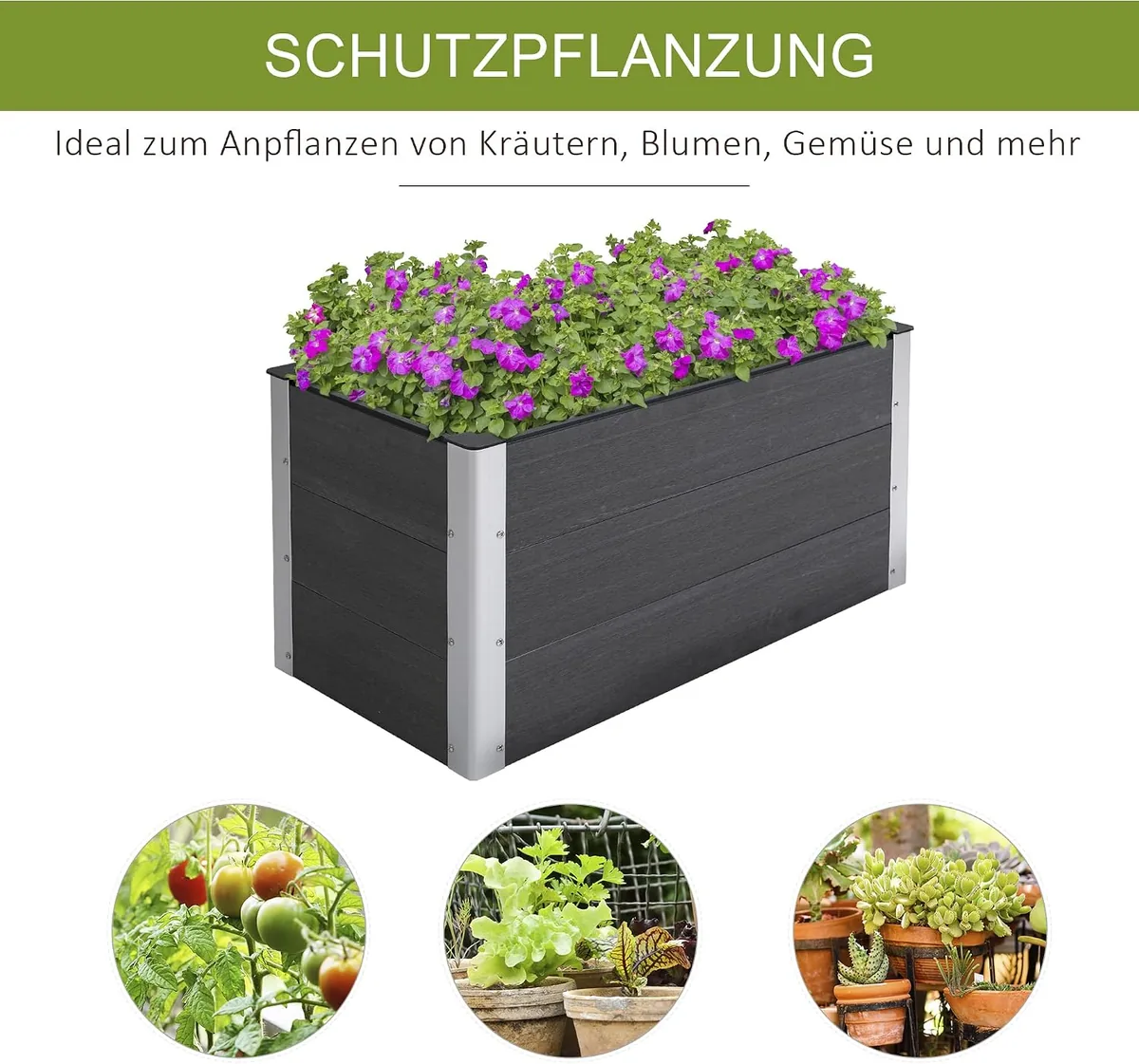 Hochbeet Aluminium, Pflanzbeet Frühbeet Gartenbeet… — Ansicht 3