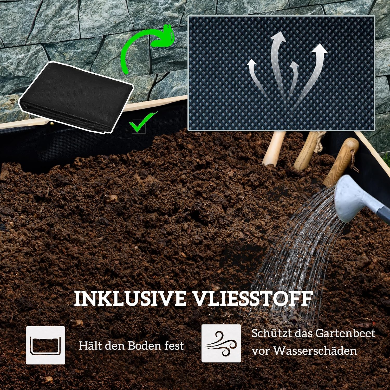 Outsunny Hochbeet Massivholz, Frühbeet mit Rollen, Pflanzkübel Gartenbeet Blumenkasten, Pflanzkasten 89x48x47cm Pflanzbeet für Garten, Terrasse, Blumenkübel für Blumen, Kletterpflanzen, Schwarz — Ansicht 5