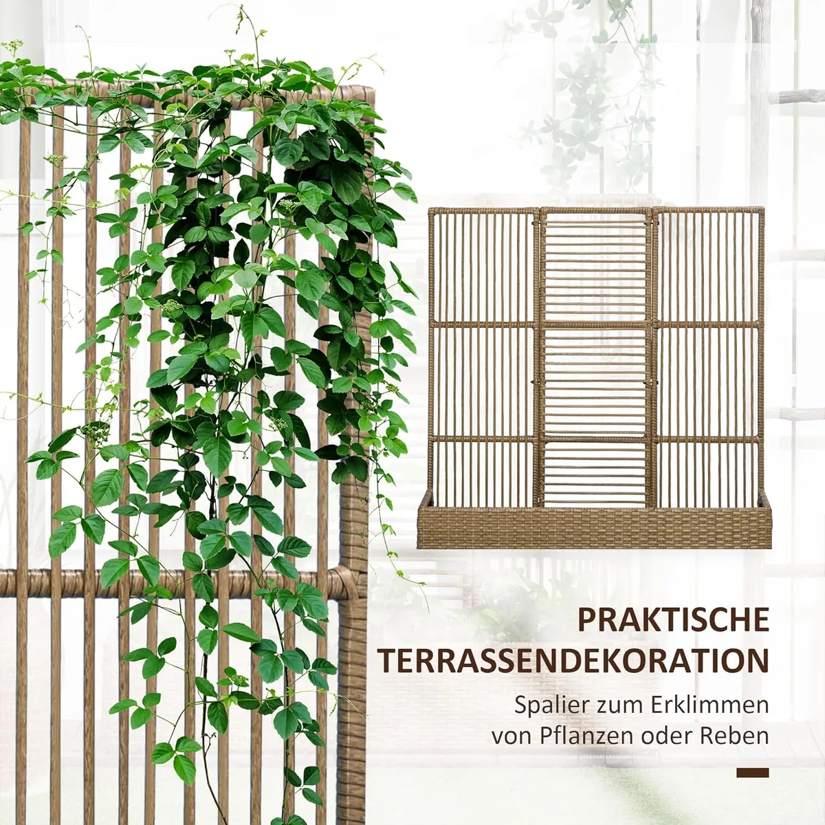 Hochbeet mit Rankgitter in Rattan-Optik Pflanzkasten mit… — Ansicht 3