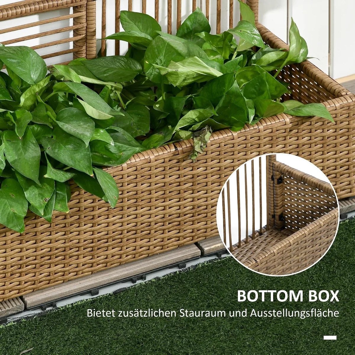 Hochbeet mit Rankgitter in Rattan-Optik Pflanzkasten mit… — Ansicht 4
