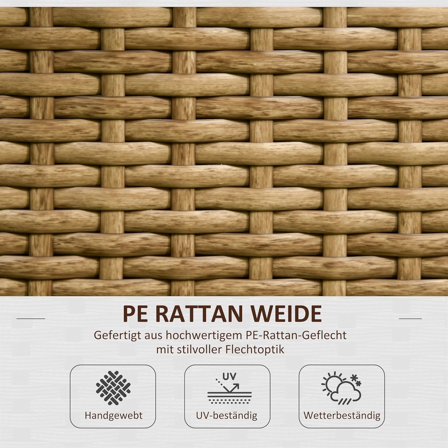 Outsunny Hochbeet mit Rankgitter in Rattan-Optik Pflanzkasten mit Rankhilfe für Kletterpflanzen Blumenkasten Blumenbeet Pflanzkübel Rankkasten für Garten, Balkon, 103 x 29 x 103 cm Sand — Ansicht 5